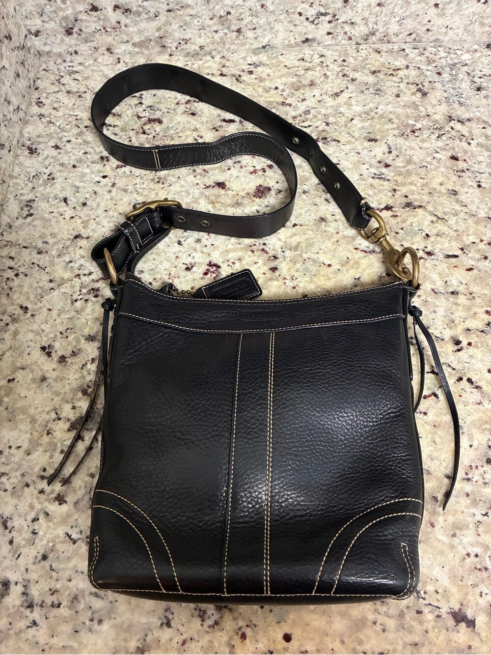 vintage Coach Bleecker black pebbled leather shoulder bag